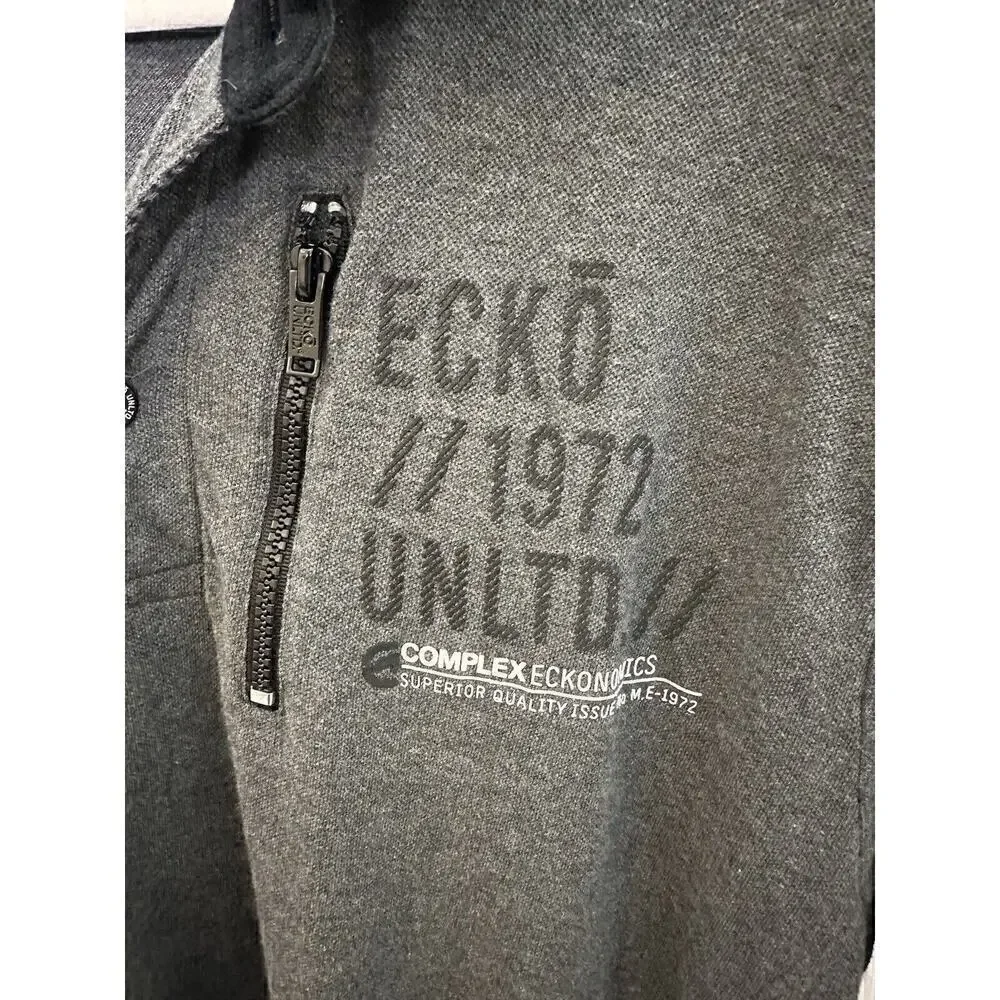 VTG Ecko Unltd Shirt Mens Extra Large Y2K Polo Short Sleeve Shirt Zipper